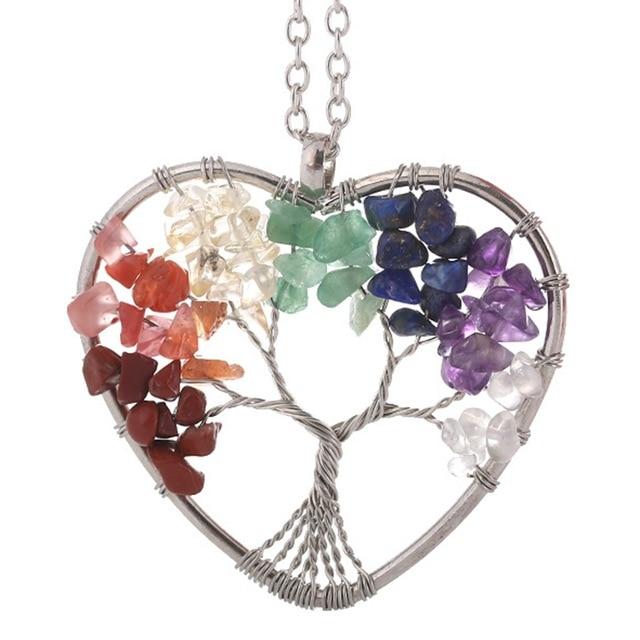 7 Chakra Quartz Natural Stone Tree of Life pendulum Pendant