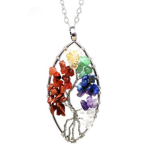 7 Chakra Quartz Natural Stone Tree of Life pendulum Pendant