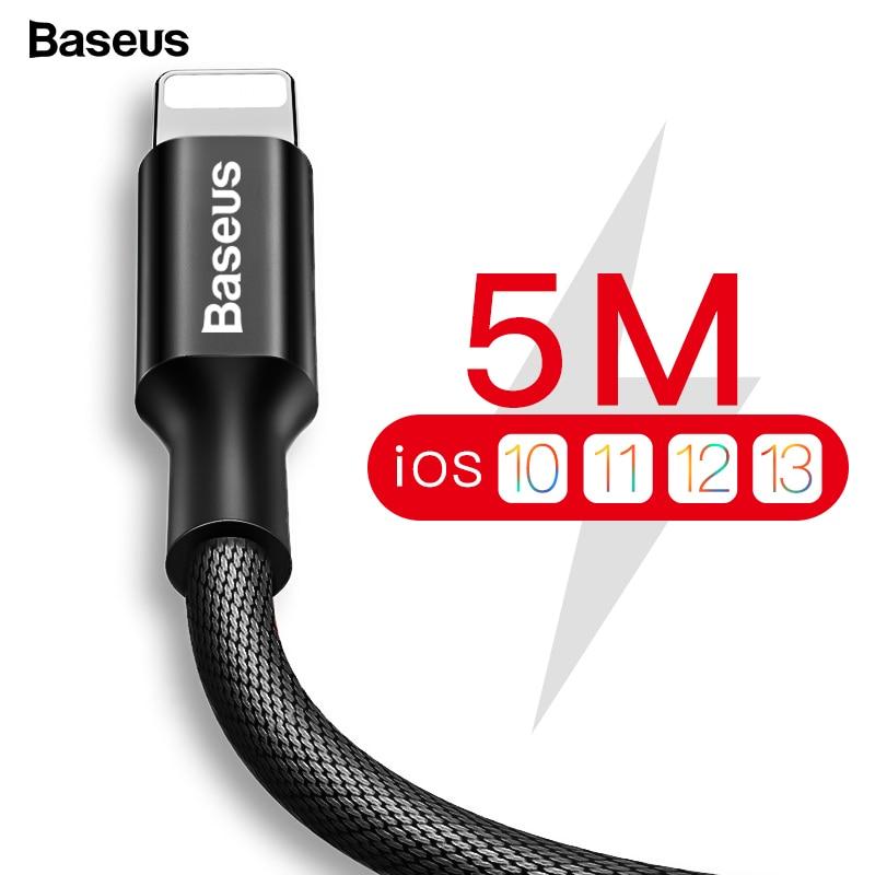 Baseus USB Cable For iPhone 11 Pro Xs Max Xr X 8 7 6 6s 5s se iPad Fast Charging Charger Data Wire Cord Mobile Phone Cable 3m 5m