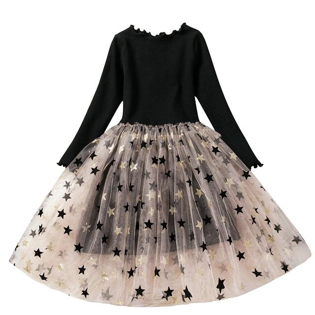 Kids Dresses For Girls Long Sleeve Deer Snowflake Print Dress