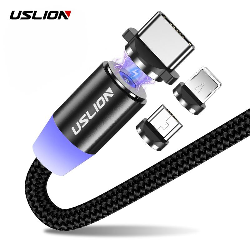 USLION Magnetic Micro USB Cable Fast Charging USB Type C Cable Magnet Charger Data Charge Cable Cord For Iphone 7 Samsung Xiaomi