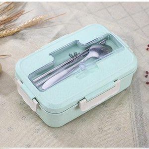 Microwave Lunch Box Wheat Straw Dinnerware Food Storage Container Children Kids School Office Portable Bento Box Lunch Bag