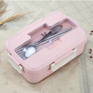 Microwave Lunch Box Wheat Straw Dinnerware Food Storage Container Children Kids School Office Portable Bento Box Lunch Bag