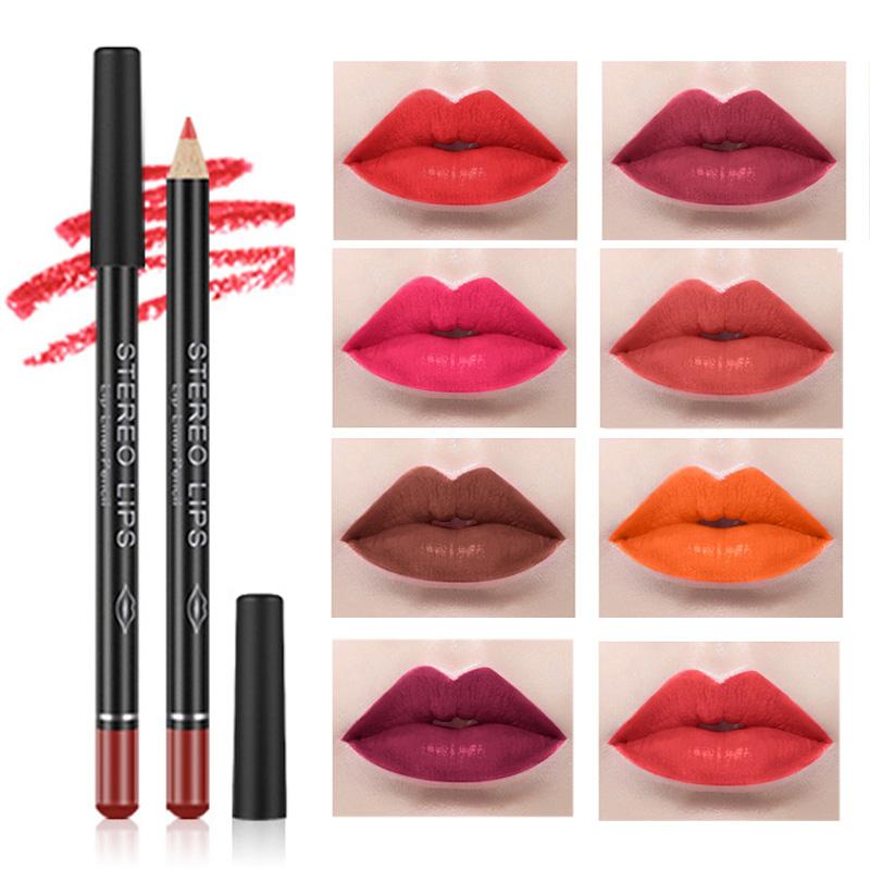 12Color Professional Lipstick Pencil Lip Liner Waterproof Makeup Lip Long Lasting Smooth Lip Liner Pencil Cosmetics Makeup Pen