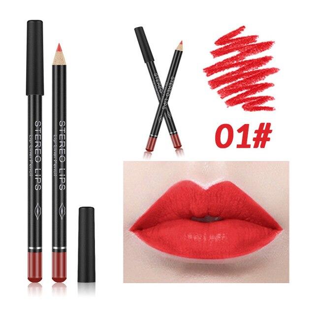 12Color Professional Lipstick Pencil Lip Liner Waterproof Makeup Lip Long Lasting Smooth Lip Liner Pencil Cosmetics Makeup Pen