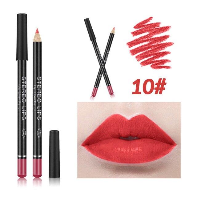 12Color Professional Lipstick Pencil Lip Liner Waterproof Makeup Lip Long Lasting Smooth Lip Liner Pencil Cosmetics Makeup Pen