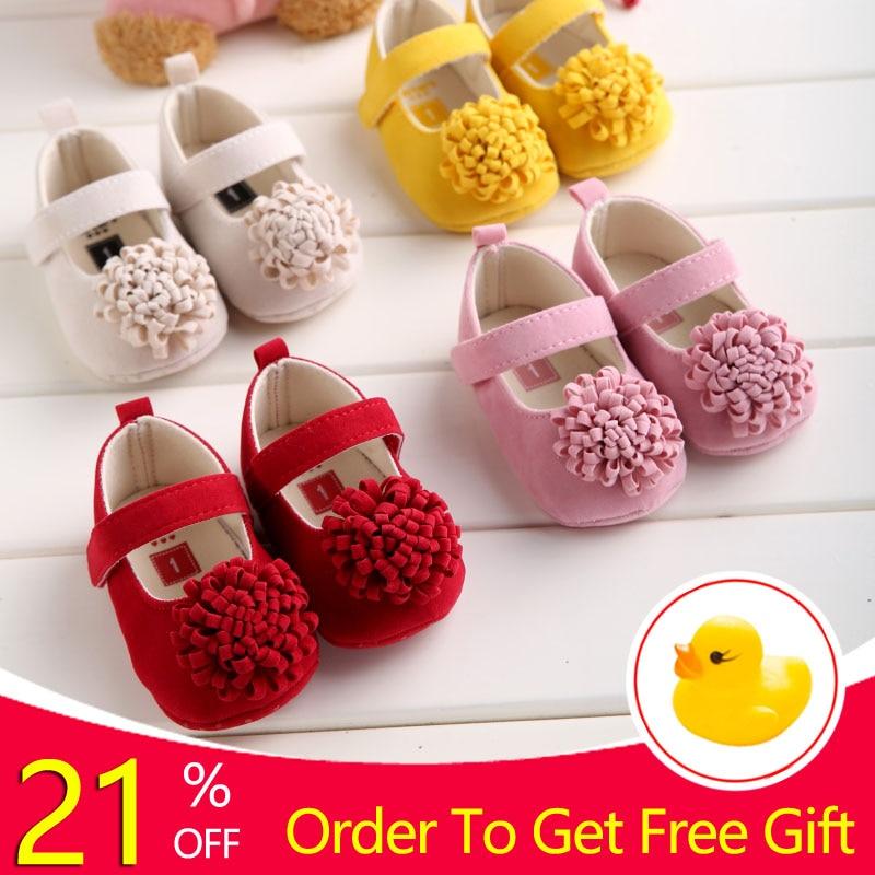 Candy Colors Newborn Baby Prewalker Soft Bottom Anti-slip Shoes Footwear Classic Princess Girl Crib Mary Jane Big Flower Shoes