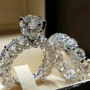 VKME accepts custom jewelry crystal ring set European and American inlaid rhinestone fashion pair ring female party gift