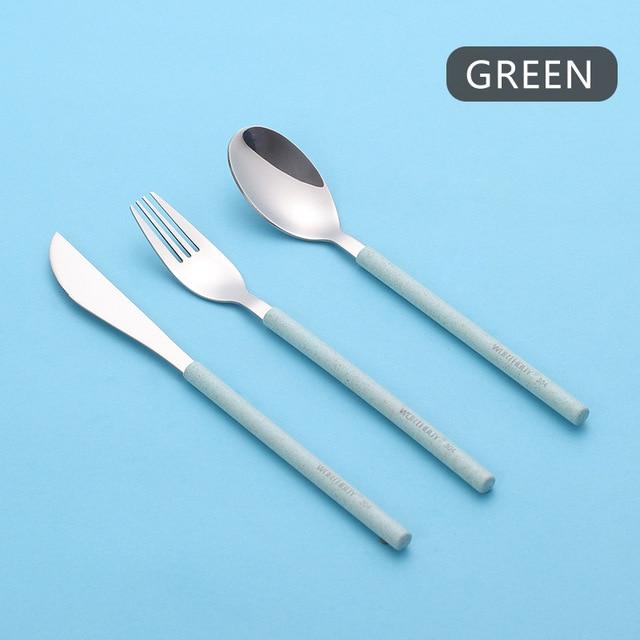 WORTHBUY Cutlery Set 304 Stainless Steel Tableware With Wheat Straw Handle Knife Fork Spoon Dinner Set Kitchen Dinnerware