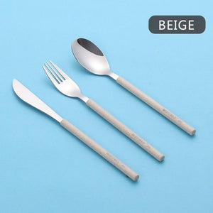 WORTHBUY Cutlery Set 304 Stainless Steel Tableware With Wheat Straw Handle Knife Fork Spoon Dinner Set Kitchen Dinnerware