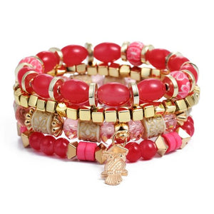 Multilayer Crystal Lava Stone Beads Wing Tassel Bracelet