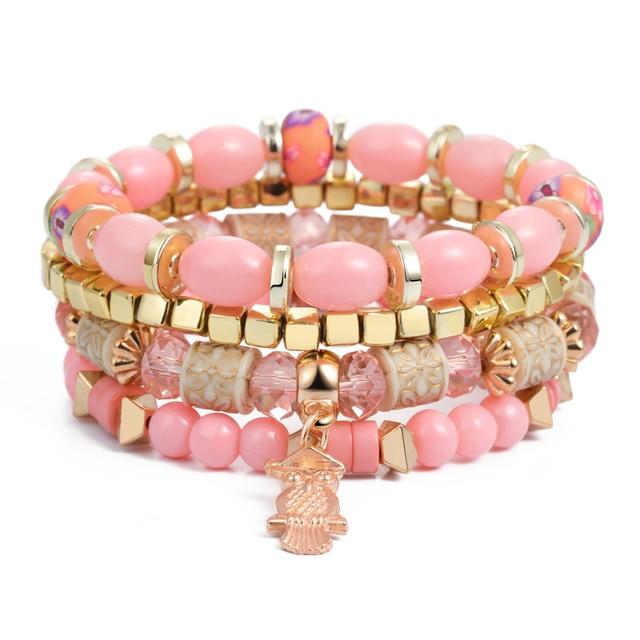 Multilayer Crystal Lava Stone Beads Wing Tassel Bracelet