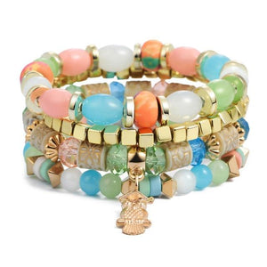 Multilayer Crystal Lava Stone Beads Wing Tassel Bracelet