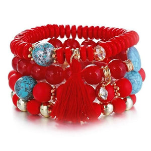 Multilayer Crystal Lava Stone Beads Wing Tassel Bracelet