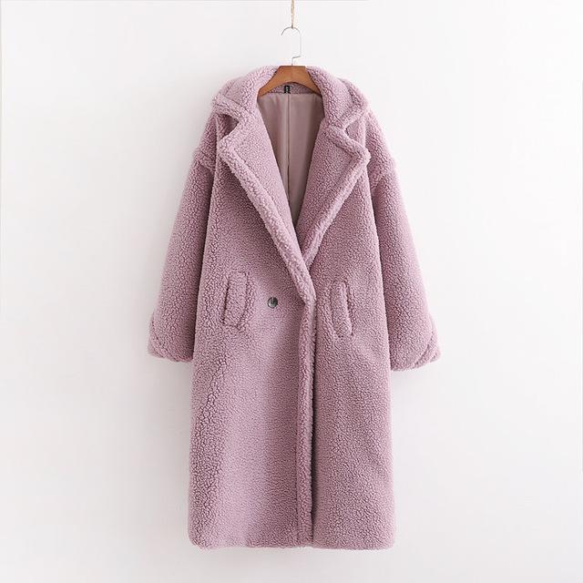 Autumn Winter Women Beige Teddy Coat Stylish Female Thick Warm Cashmere Jacket Casual Girls Streetwear