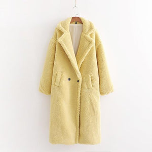 Autumn Winter Women Beige Teddy Coat Stylish Female Thick Warm Cashmere Jacket Casual Girls Streetwear