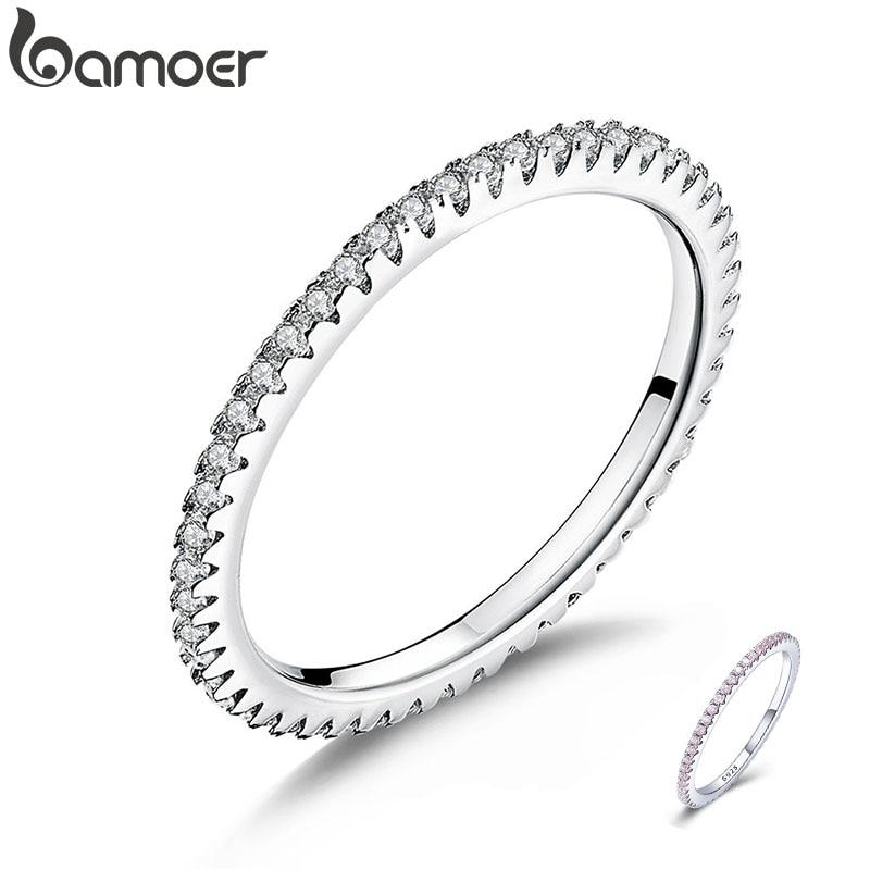 925 Sterling Silver High Quality Circle Clear CZ Geometric Stackable Ring