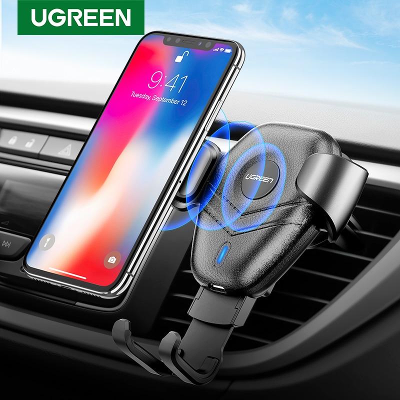 Ugreen Wireless Charger Car Phone Holder for Samsaung S10 S9 Fast Wireless Charging for iPhone X Xr 8 Xiaomi Qi Wireless Charger