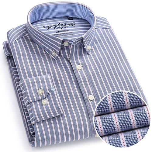 Men's Plaid Checked Oxford Button-down Shirt Single Patch Pocket