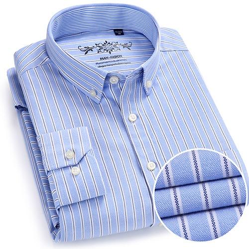 Men's Plaid Checked Oxford Button-down Shirt Single Patch Pocket