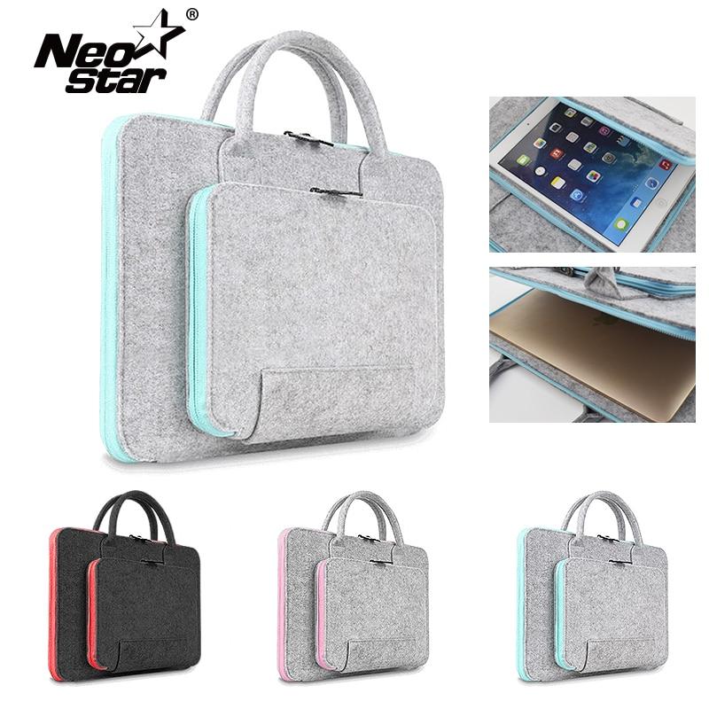 Wool Felt Laptop Bag For Mac 11 13 15 17 Mouse Bags Briefcase for Macbook Air Pro Retina For Lenovo Notebook Sleeve Case