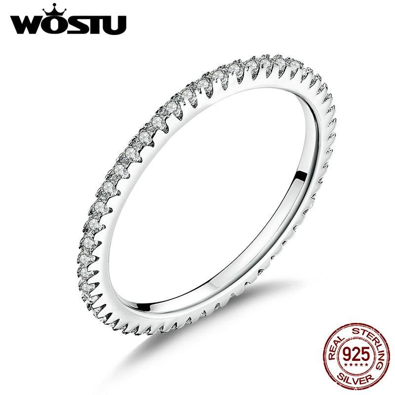 925 Sterling Silver Simple Geometric Round Single Stackable Finger Ring