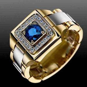 Huitan Party Men Rings Creative Watch Shaped Two Tone Design Ring