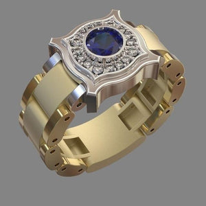 Huitan Party Men Rings Creative Watch Shaped Two Tone Design Ring