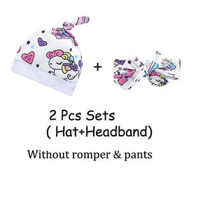 Infant Unicorn Pegasus Star Castle Tops+Pants+Hat+Headband 4PCS