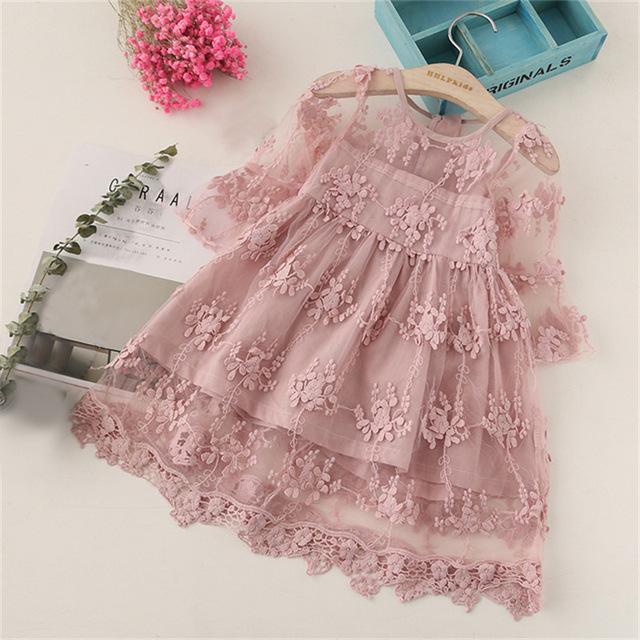 Girls Dresses Fashion Girl Dress Lace Floral Design Baby Girls Dress