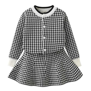 Bear Leader Girls Dress Winter Geometric Pattern Dress Long Sleeve Girls