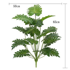 88cm 9 Fork Tropical Fake Palm Tree Bouquet Artificial Leaves Branch Large Green False Plant Plastic Leaf For Hawaii Party Decor