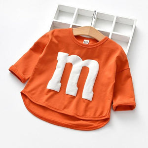 Baby Long Sleeved Boys T-shirt Cotton Spring Autumn Cartoon Letter M Tops Kids Tees