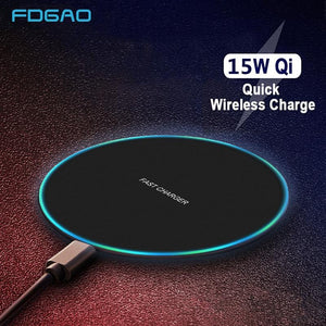 FDGAO 15W Fast Wireless charger for iPhone XS Max X 8 XR 11 Samsung S10 S9 S8 Huawei P30 Pro Xiaomi Mi 9 QC 10W Qi Charging Pad