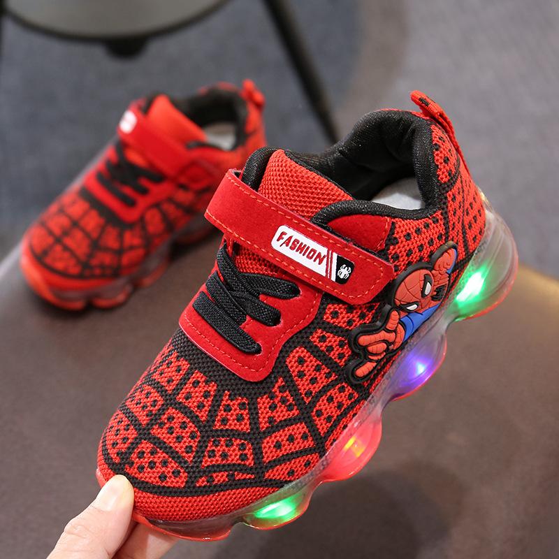 1-14 Years Old Luminous Sneakers Boy Girl Cartoon LED Light Up Shoes