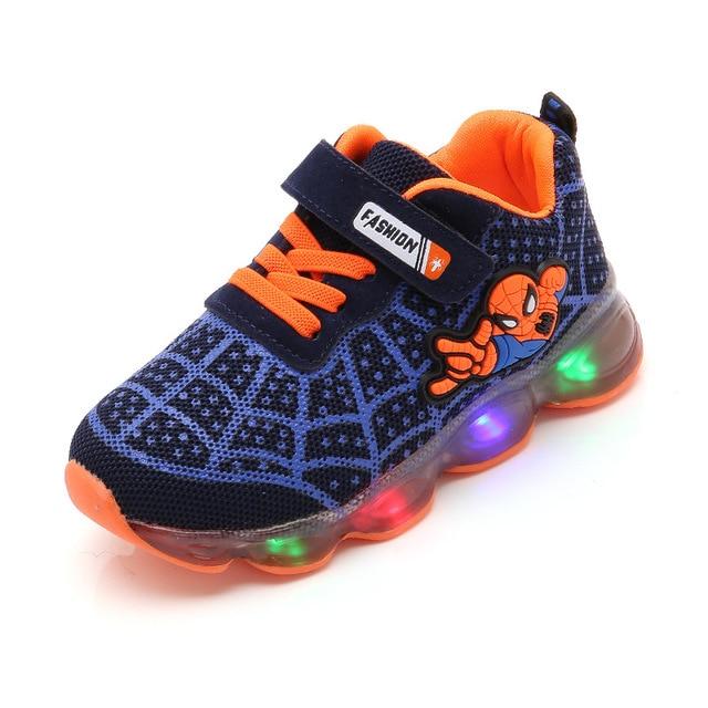 1-14 Years Old Luminous Sneakers Boy Girl Cartoon LED Light Up Shoes