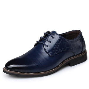 Leather Men Brogues Shoes Lace-Up Bullock Oxfords Shoes