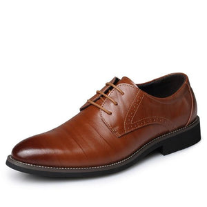 Leather Men Brogues Shoes Lace-Up Bullock Oxfords Shoes
