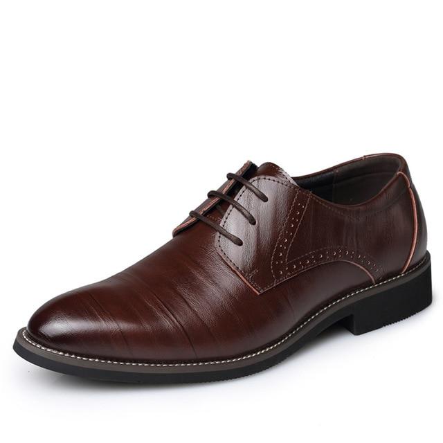 Leather Men Brogues Shoes Lace-Up Bullock Oxfords Shoes