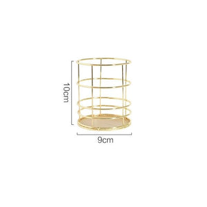 Nordic Rose Gold Metal Wire Storage Basket Office Desktop Sundries Makeup Brushes Holder Table Cosmetics Organizer Iron Basket