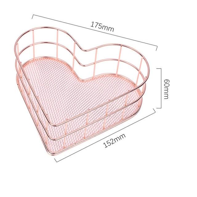 Nordic Rose Gold Metal Wire Storage Basket Office Desktop Sundries Makeup Brushes Holder Table Cosmetics Organizer Iron Basket