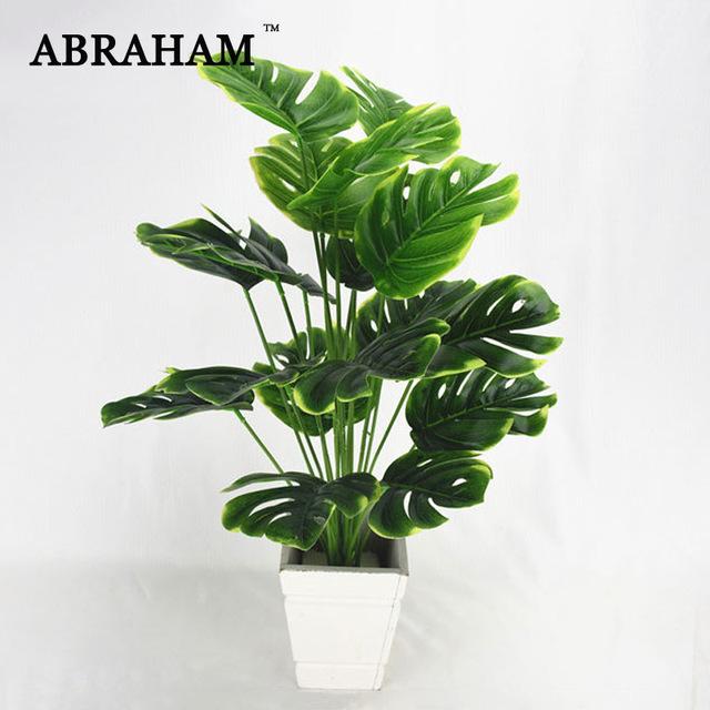 9 Fork Fake Plant Artificial Palm Tree Leaves Bouquet Tropical False Bamboo Plastic Leaf Branches For Garden Jungle Party Decor