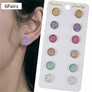 12/ 9 Pairs/Set Women's Pearl Flower Crystal Studs Earrings