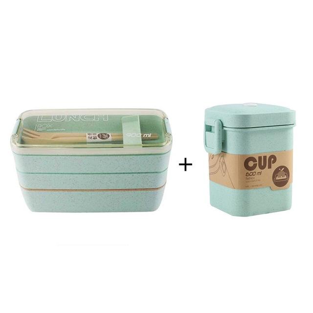 900ml Healthy Material Lunch Box 3 Layer Wheat Straw Bento Boxes Microwave Dinnerware Food Storage Container Lunchbox