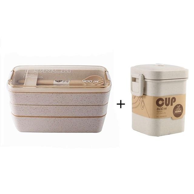 900ml Healthy Material Lunch Box 3 Layer Wheat Straw Bento Boxes Microwave Dinnerware Food Storage Container Lunchbox