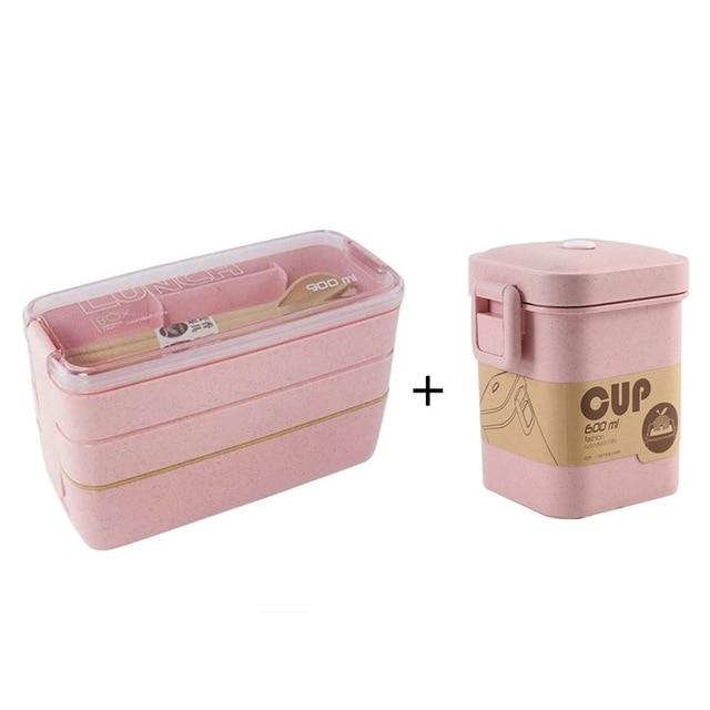 900ml Healthy Material Lunch Box 3 Layer Wheat Straw Bento Boxes Microwave Dinnerware Food Storage Container Lunchbox