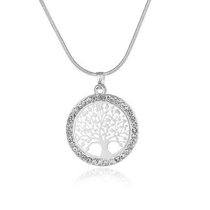 Hot Tree of Life Crystal Round Small Pendant Necklace