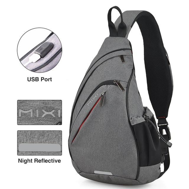 Mixi Men One Shoulder Backpack Women Sling Bag USB Boys Cycling Bag