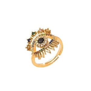 Women's Ring Crown Rainbow Ring Inlay Colored Rhinestone