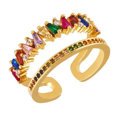 Women's Ring Crown Rainbow Ring Inlay Colored Rhinestone